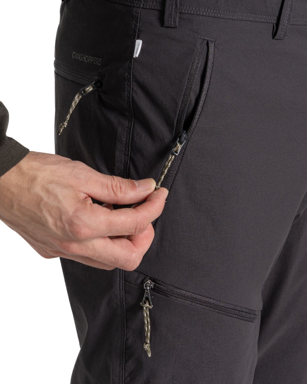 Black Pepper coloured Craghoppers Mens NosiLife Pro Convertible Trouser III on white background 