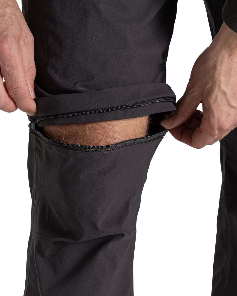 Black Pepper coloured Craghoppers Mens NosiLife Pro Convertible Trouser III on white background 