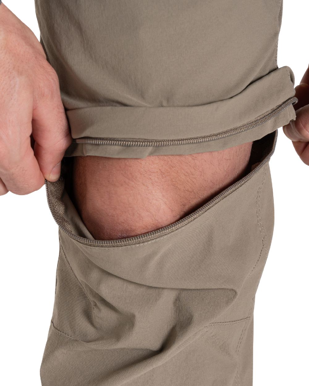 Pebble coloured Craghoppers Mens NosiLife Pro Convertible Trouser III on white background 