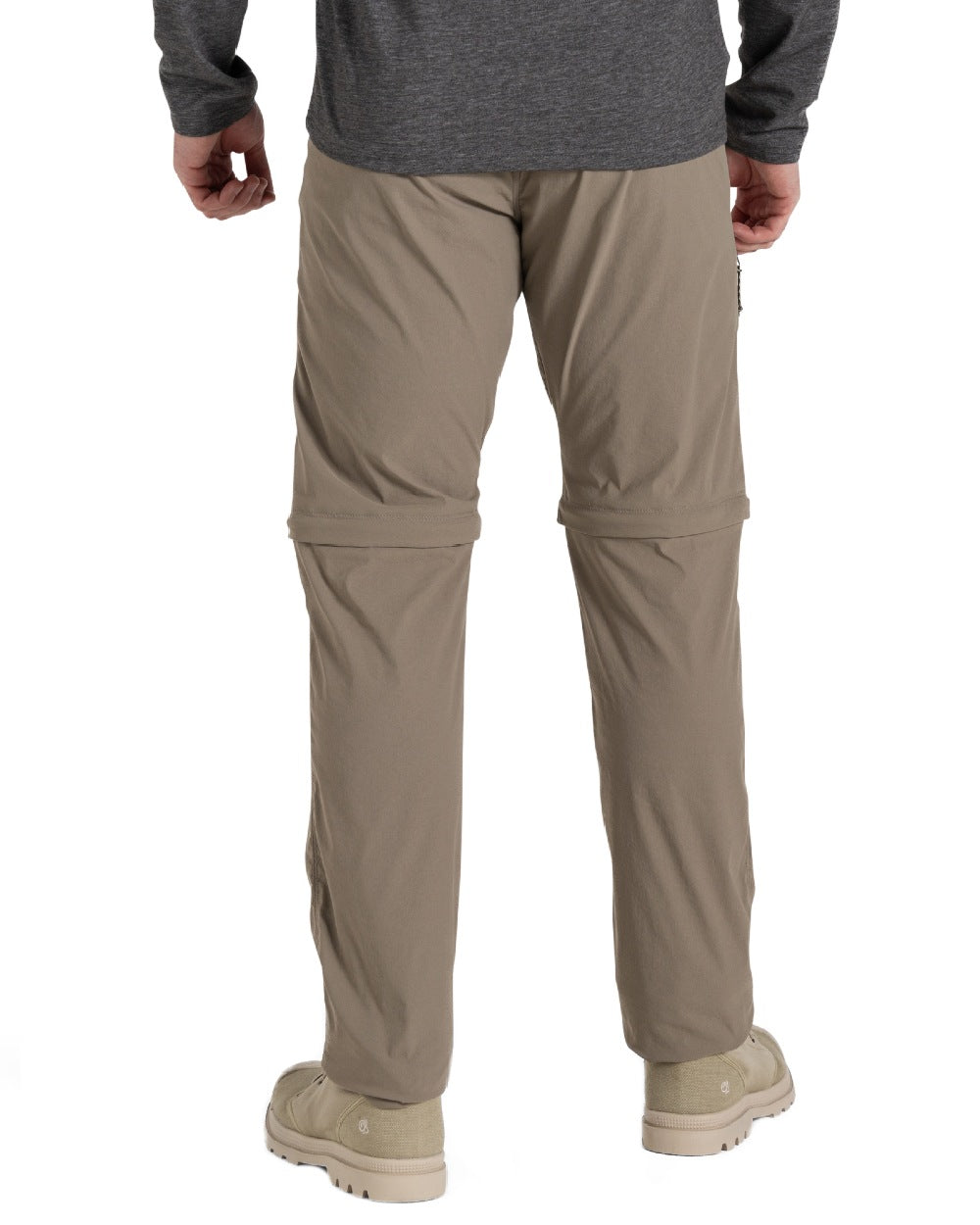 Pebble coloured Craghoppers Mens NosiLife Pro Convertible Trouser III on white background 