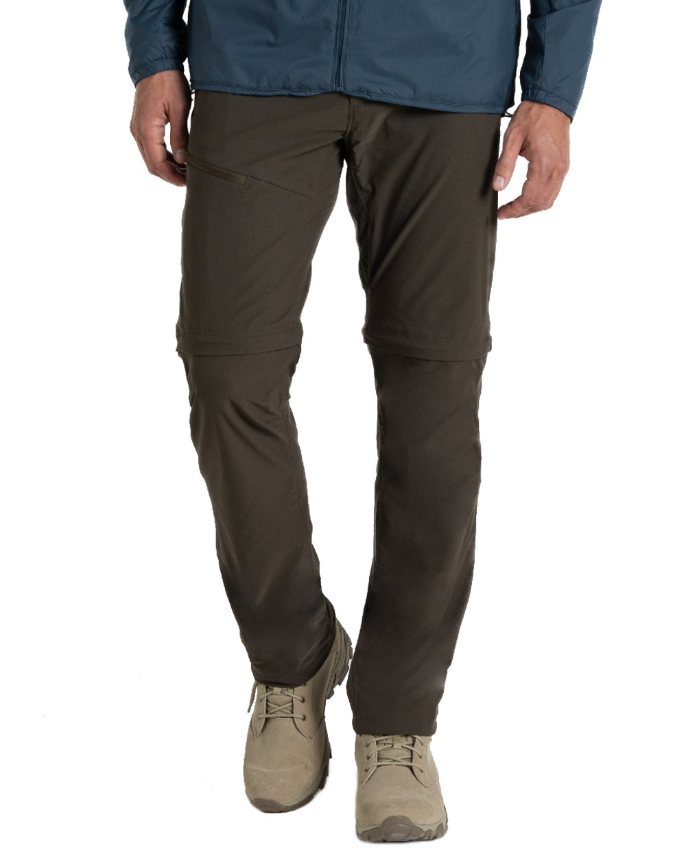 Woodland Green coloured Craghoppers Mens NosiLife Pro Convertible Trouser III on white background 
