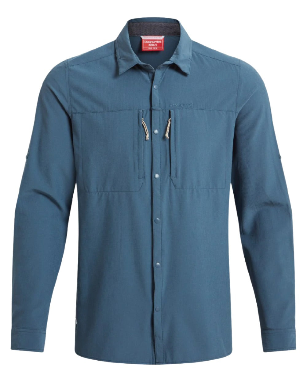 Blue Stone coloured Craghoppers Mens NosiLife Pro Long Sleeved Shirt V on white background 