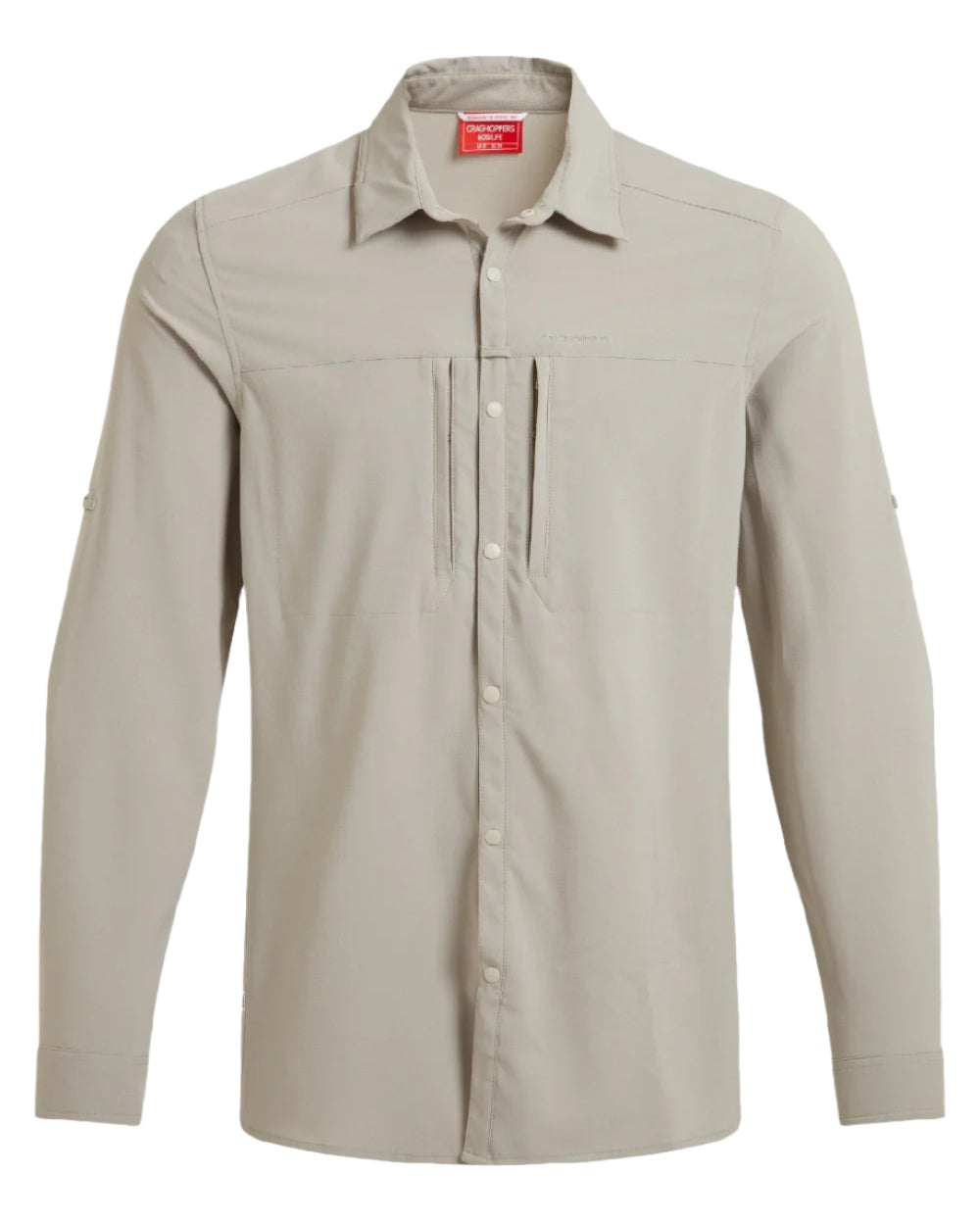 Parchment coloured Craghoppers Mens NosiLife Pro Long Sleeved Shirt V on white background 