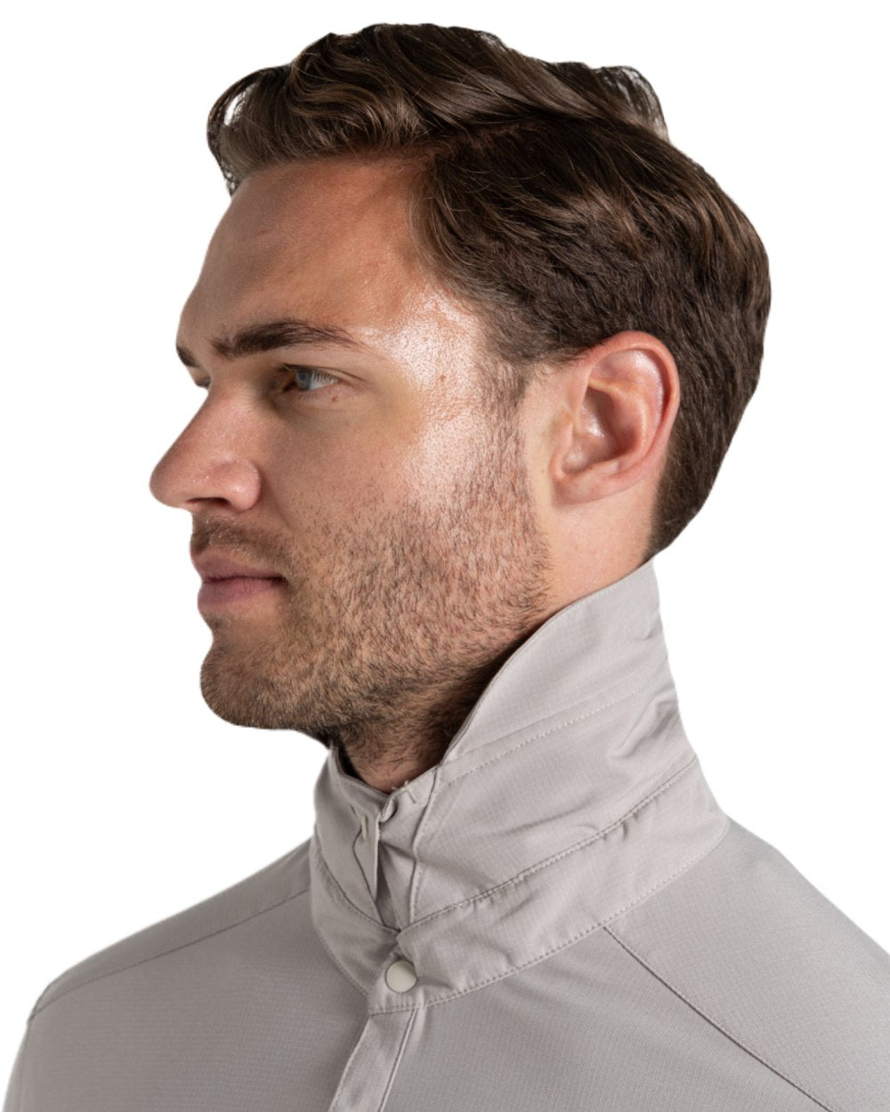 Parchment coloured Craghoppers Mens NosiLife Pro Long Sleeved Shirt V on white background 
