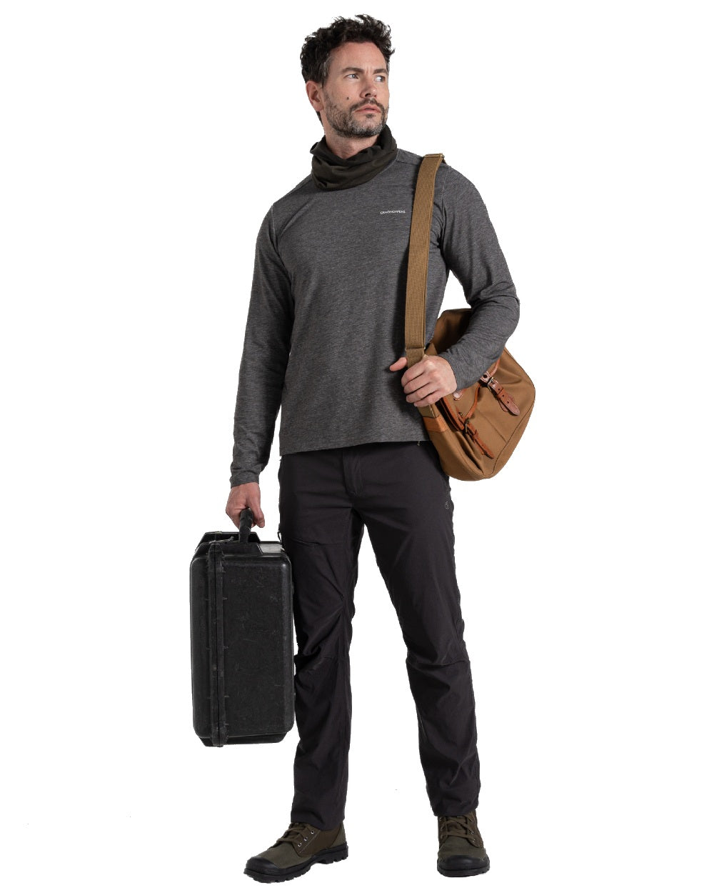 Black Pepper coloured Craghoppers Mens NosiLife Pro Trouser III on white background 