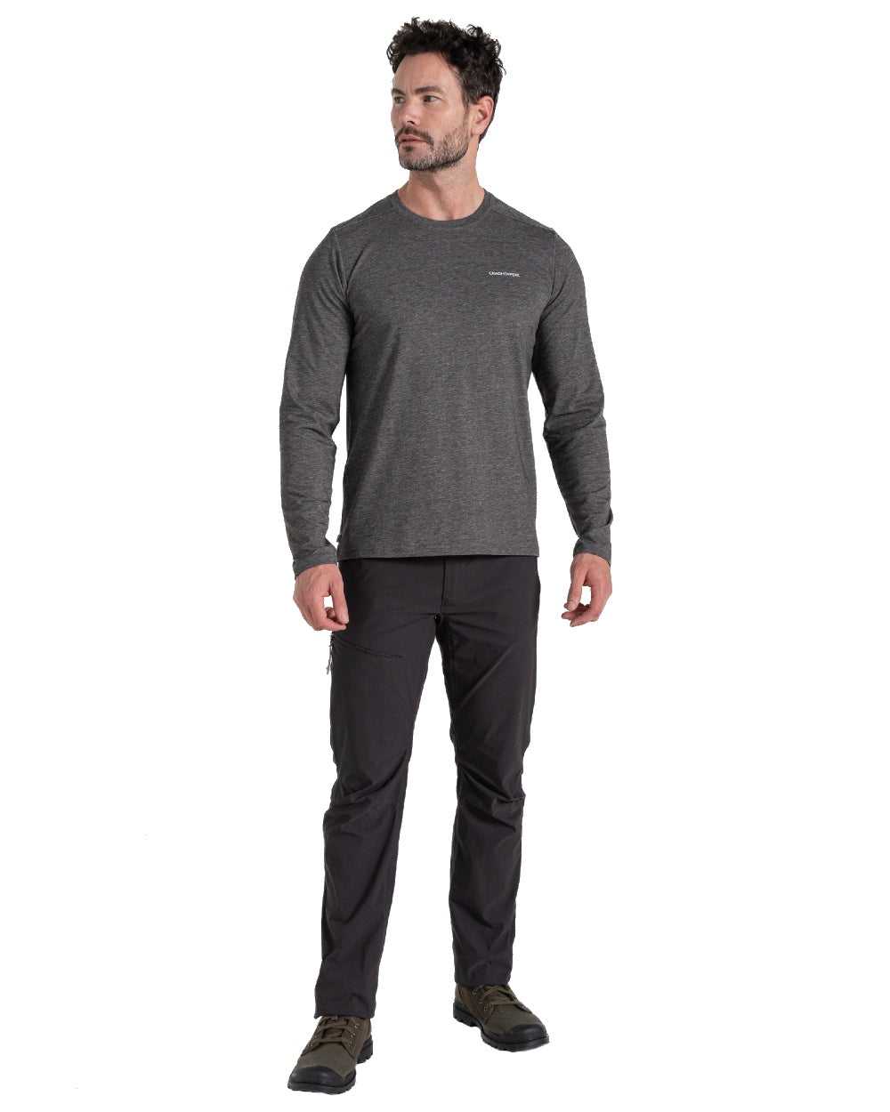 Black Pepper coloured Craghoppers Mens NosiLife Pro Trouser III on white background 