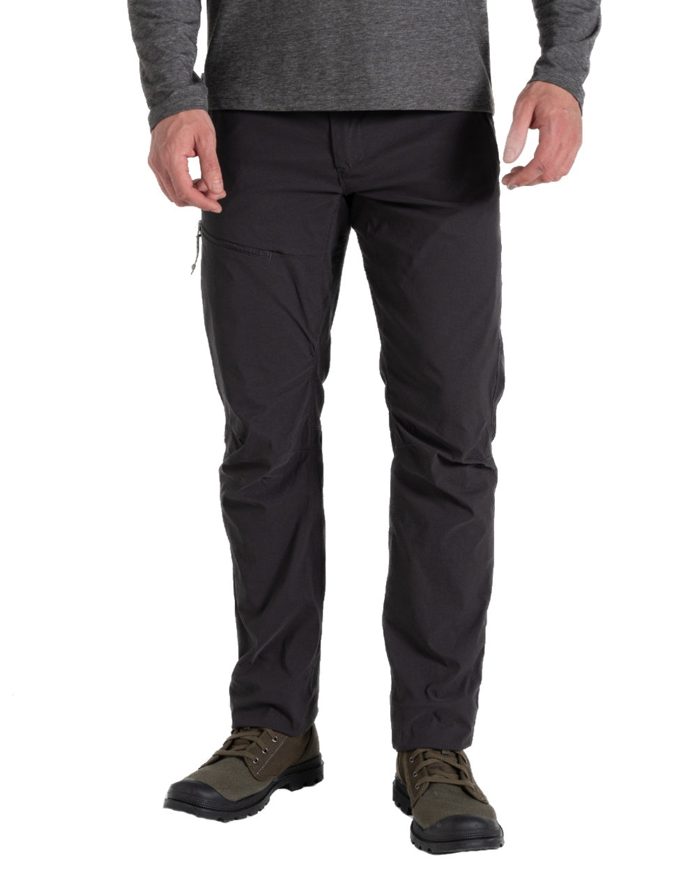 Black Pepper coloured Craghoppers Mens NosiLife Pro Trouser III on white background 