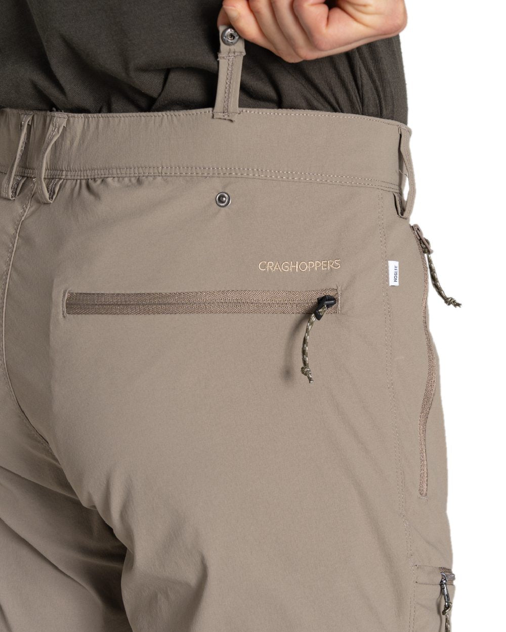 Pebble coloured Craghoppers Mens NosiLife Pro Trouser III on white background 
