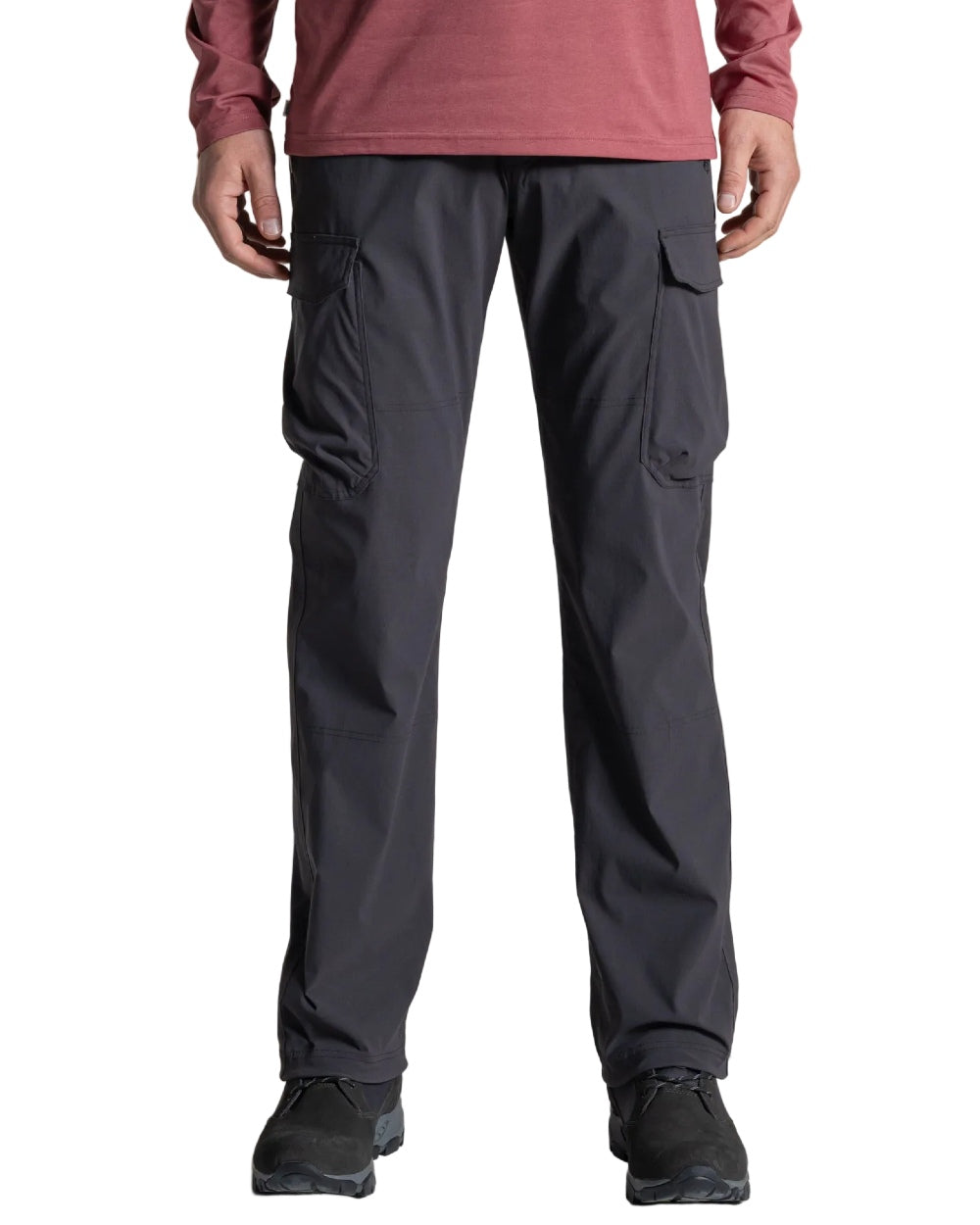 Dark Iron coloured Craghoppers Mens NosiLife Rif Stretch Cargo Trousers on white background 
