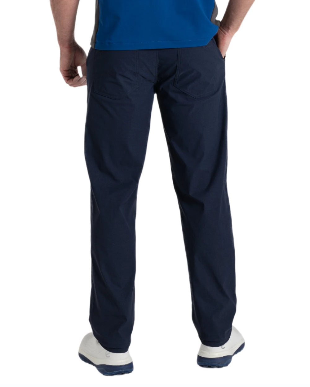Blue Navy coloured Craghoppers Mens NosiLife Santos Golf Trousers II on white background 