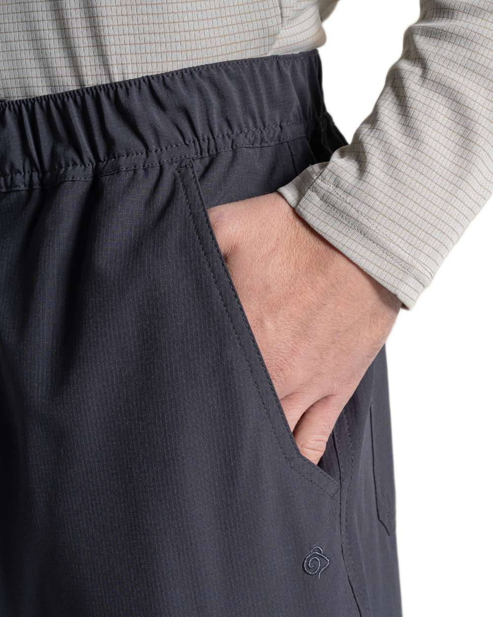 Dark Iron coloured Craghoppers Mens NosiLife Socco Trousers on white background 