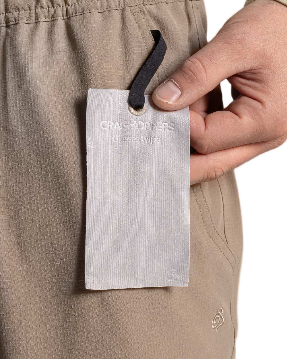 Pebble coloured Craghoppers Mens NosiLife Socco Trousers on white background 
