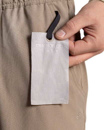 Pebble coloured Craghoppers Mens NosiLife Socco Trousers on white background 