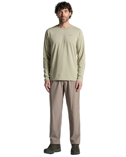 Pebble coloured Craghoppers Mens NosiLife Socco Trousers on white background 