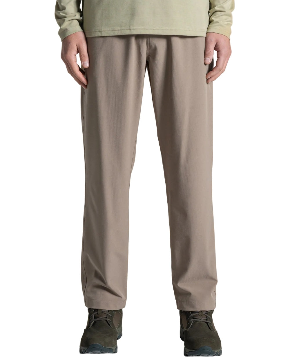 Pebble coloured Craghoppers Mens NosiLife Socco Trousers on white background 