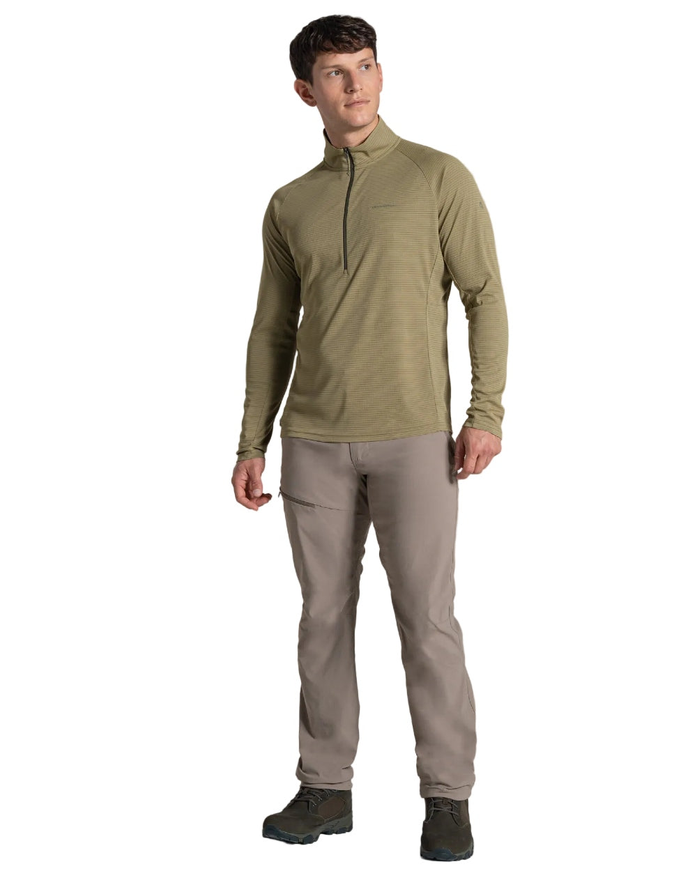 Cardamon coloured Craghoppers Mens NosiLife SolarShield+ Half Zip Top on white background 