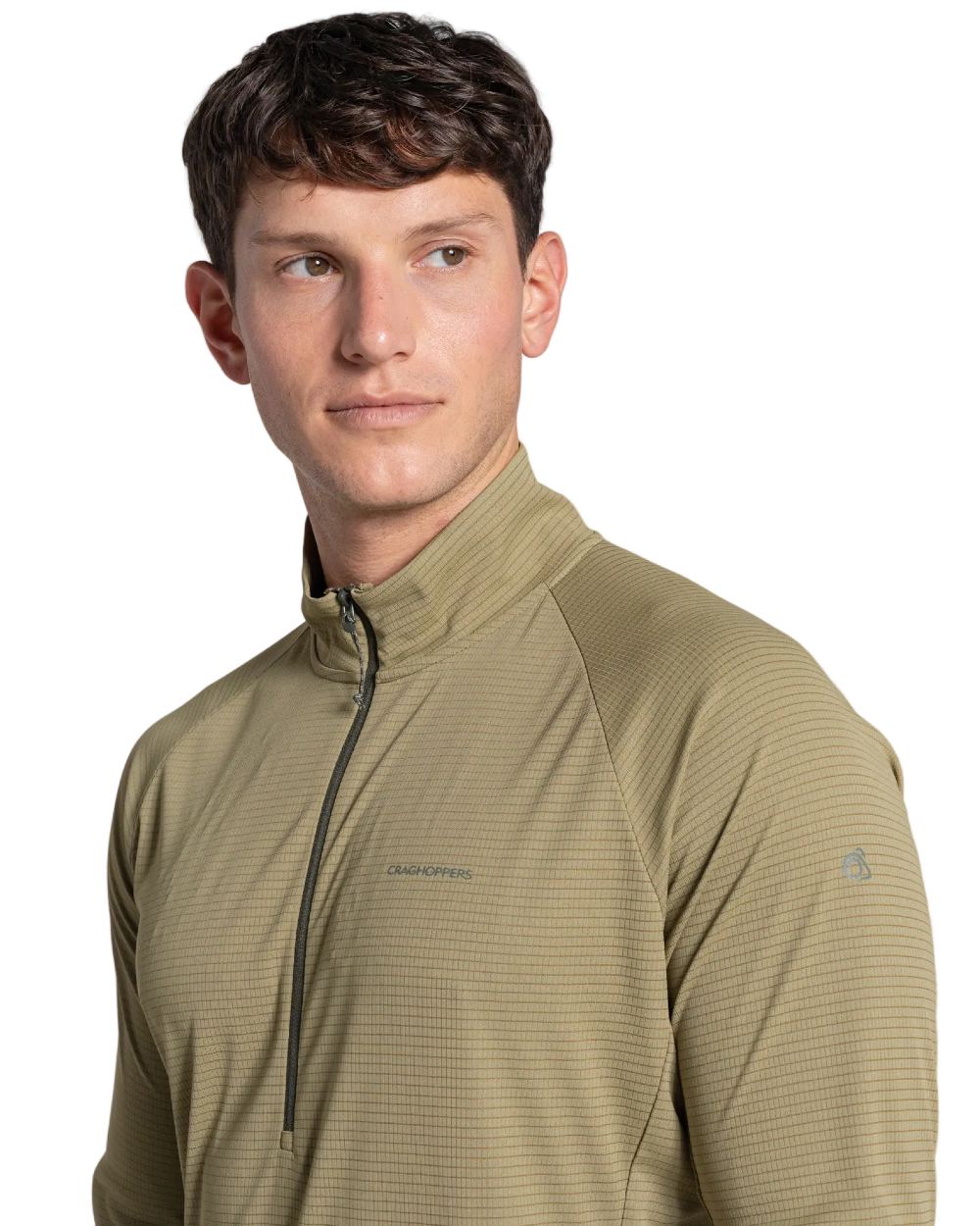 Cardamon coloured Craghoppers Mens NosiLife SolarShield+ Half Zip Top on white background 