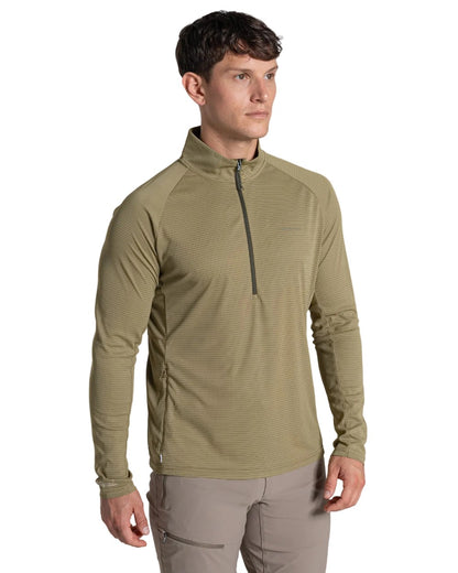 Cardamon coloured Craghoppers Mens NosiLife SolarShield+ Half Zip Top on white background 