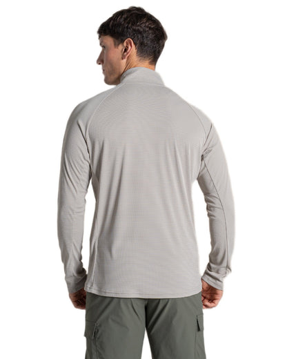 Parchment coloured Craghoppers Mens NosiLife SolarShield+ Half Zip Top on white background 