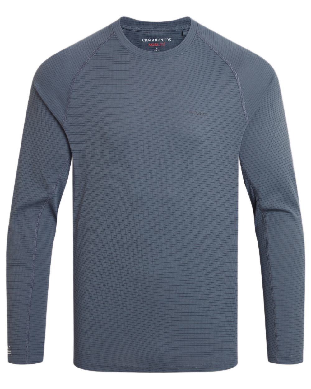Dark Pewter coloured Craghoppers Mens NosiLife SolarShield+ Long Sleeved T-Shirt on white background 