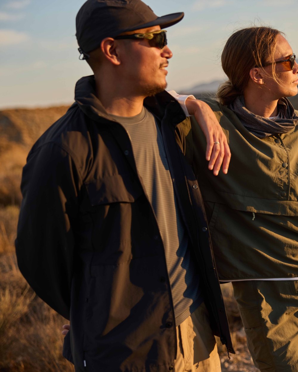 Dark Pewter coloured Craghoppers Mens NosiLife SolarShield+ Long Sleeved T-Shirt on mountain background 