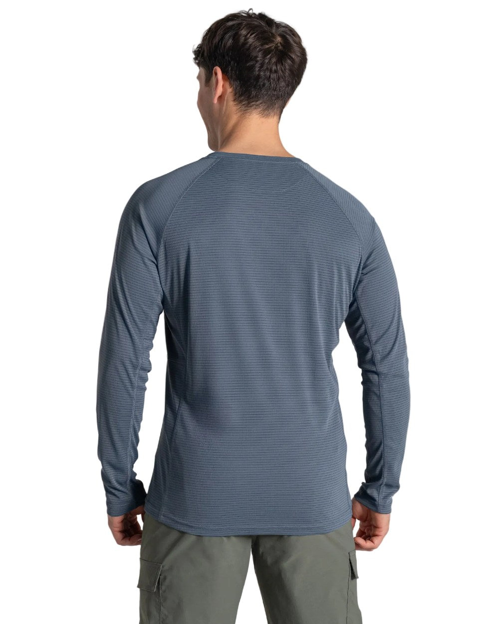 Dark Pewter coloured Craghoppers Mens NosiLife SolarShield+ Long Sleeved T-Shirt on white background 