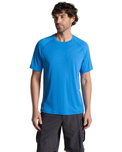 Azure Sky coloured Craghoppers Mens NosiLife SolarShield+ Short Sleeved T-Shirt on white background 