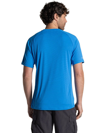 Azure Sky coloured Craghoppers Mens NosiLife SolarShield+ Short Sleeved T-Shirt on white background 