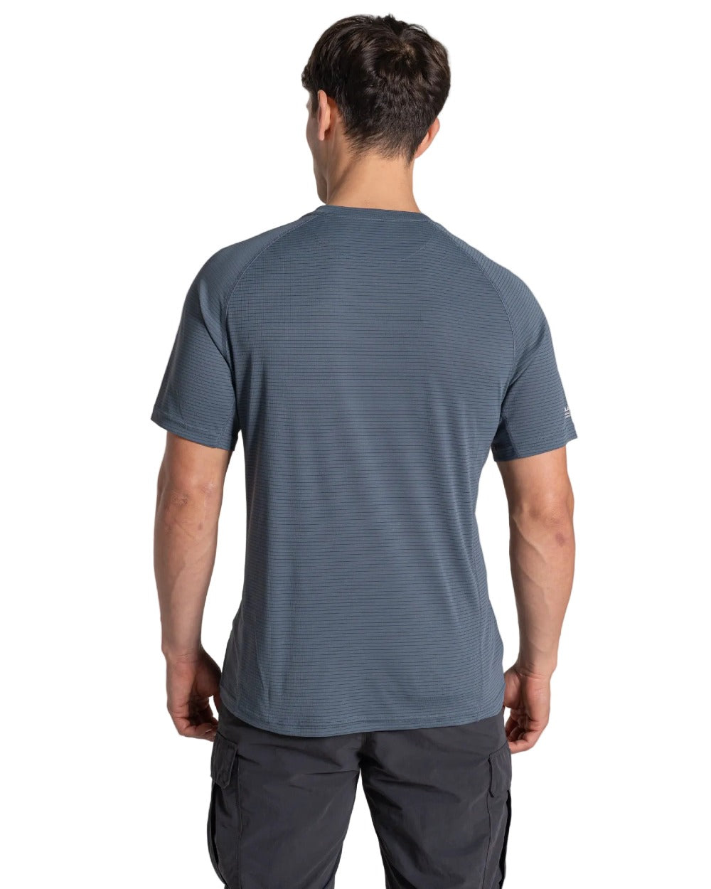 Dark Pewter coloured Craghoppers Mens NosiLife SolarShield+ Short Sleeved T-Shirt on white background 
