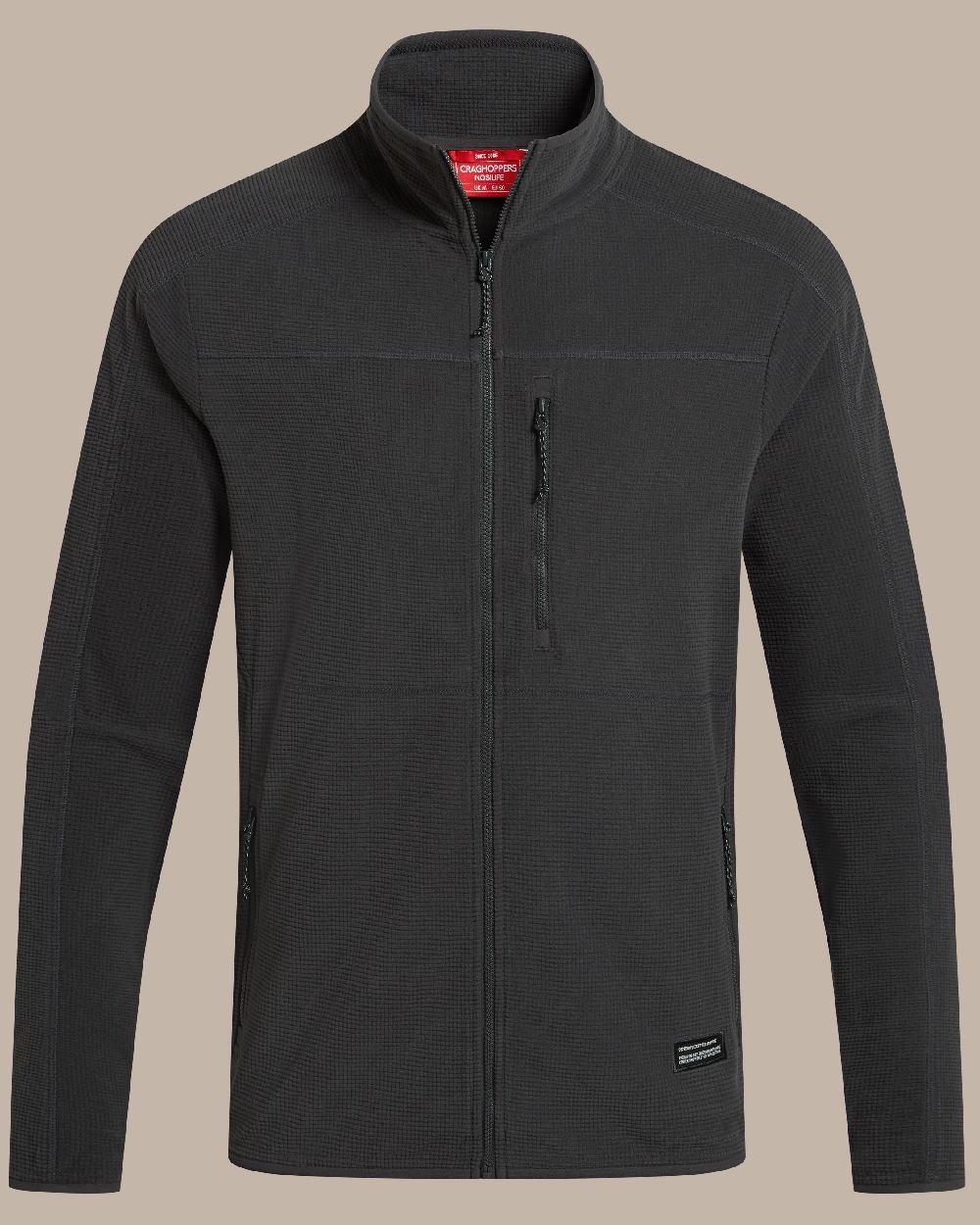 Dark Iron coloured Craghoppers Mens NosiLife Spry II Jacket on beige background 
