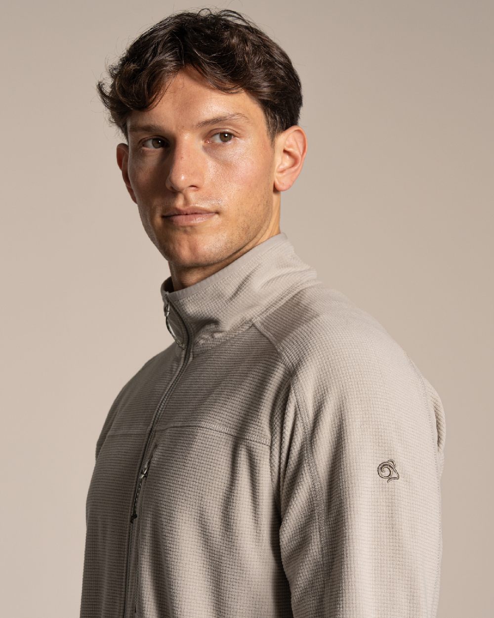 Parchment coloured Craghoppers Mens NosiLife Spry II Jacket on beige background 