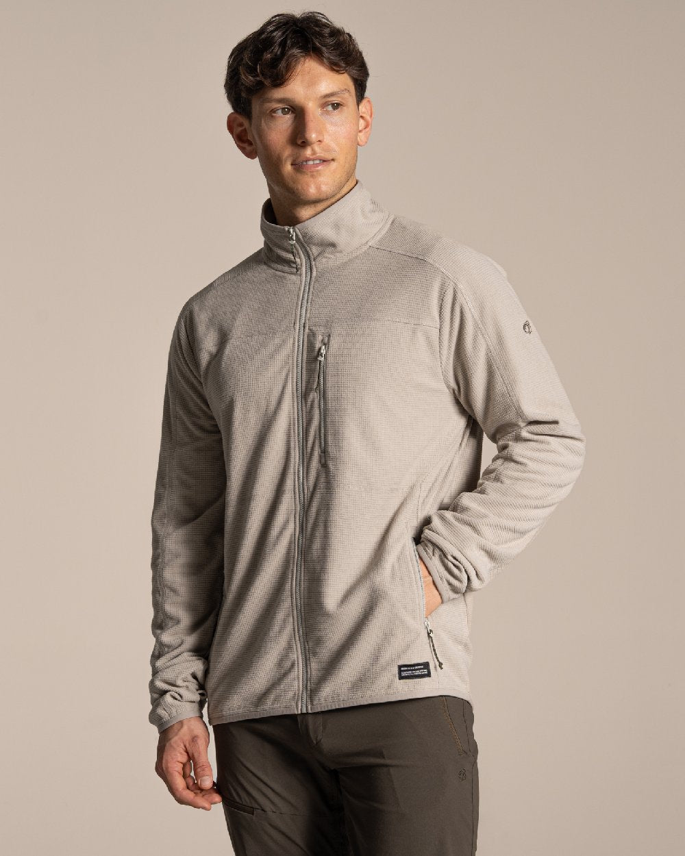 Parchment coloured Craghoppers Mens NosiLife Spry II Jacket on beige background 