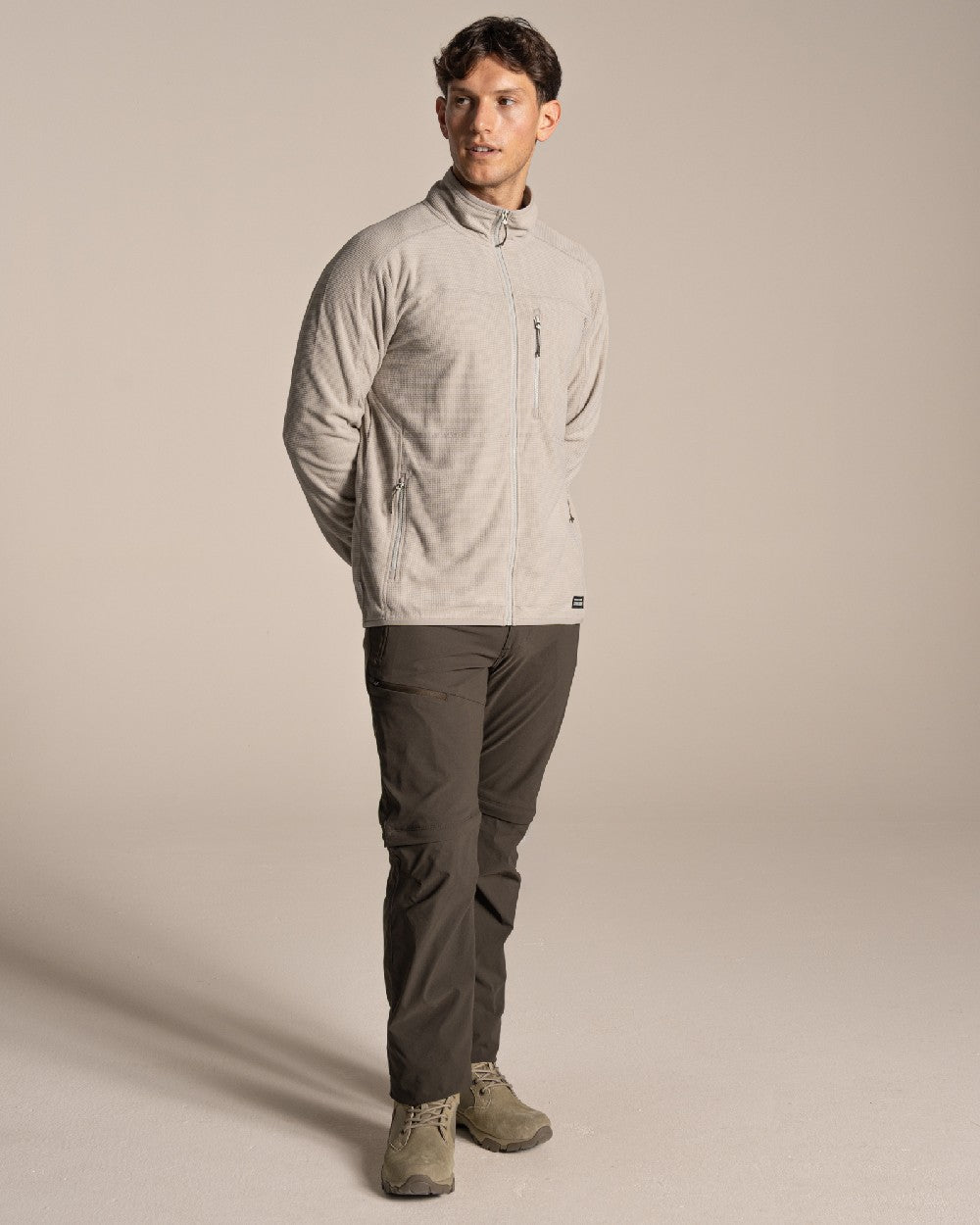 Parchment coloured Craghoppers Mens NosiLife Spry II Jacket on beige background 