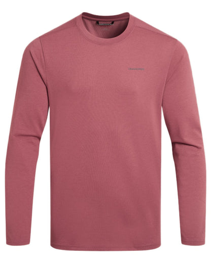 Atlas Red coloured Craghoppers Mens Nosilife Abel Long Sleeved T-Shirt on white background 