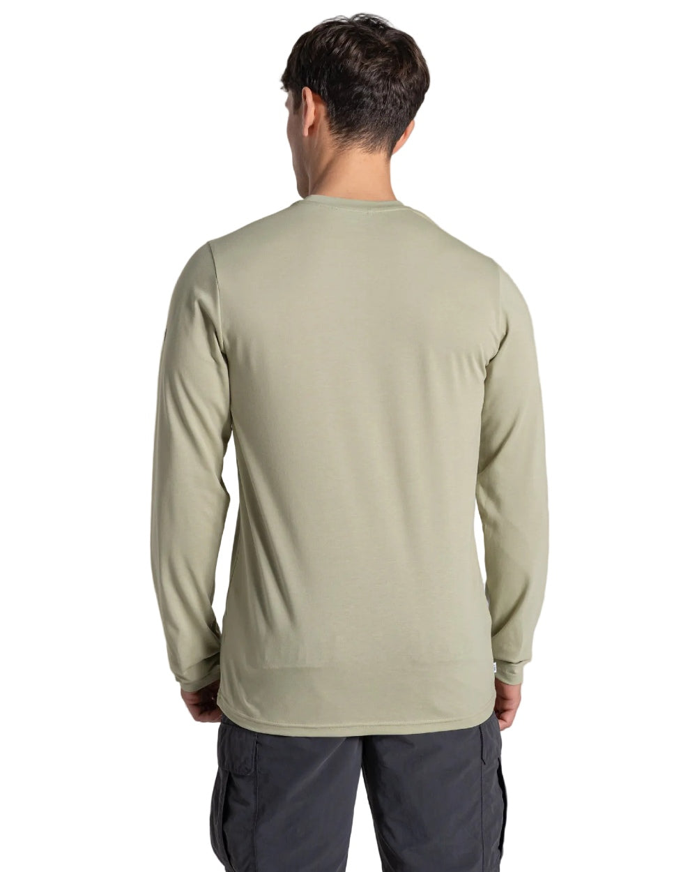 Bayleaf coloured Craghoppers Mens Nosilife Abel Long Sleeved T-Shirt on white background 