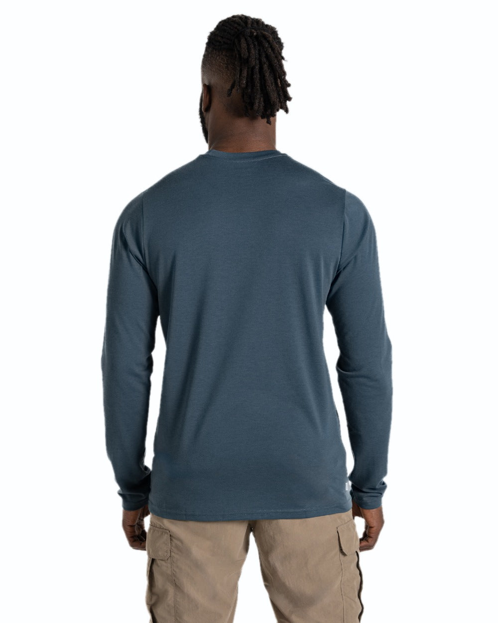 Blue Stone coloured Craghoppers Mens Nosilife Abel Long Sleeved T-Shirt on white background 
