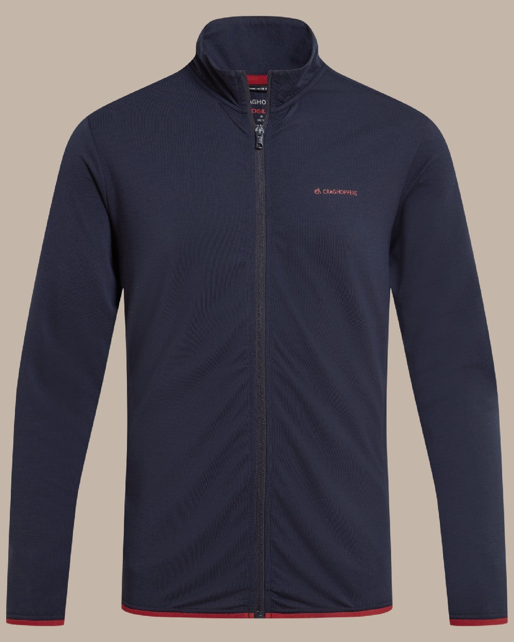 Blue Navy Coloured Craghoppers Mens Nosilife Copthorne Jacket on Beige Background 