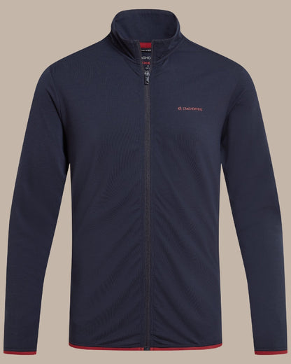 Blue Navy Coloured Craghoppers Mens Nosilife Copthorne Jacket on Beige Background 