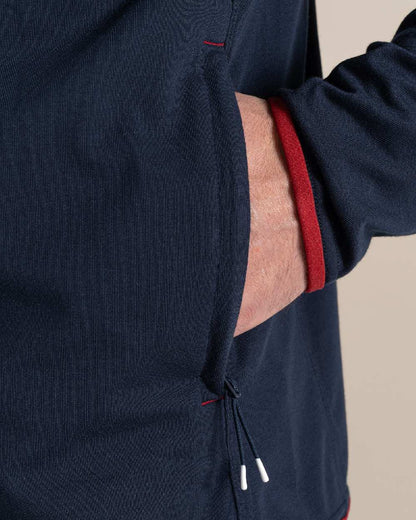 Blue Navy Coloured Craghoppers Mens Nosilife Copthorne Jacket on Beige Background 