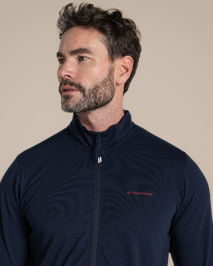 Blue Navy Coloured Craghoppers Mens Nosilife Copthorne Jacket on Beige Background 