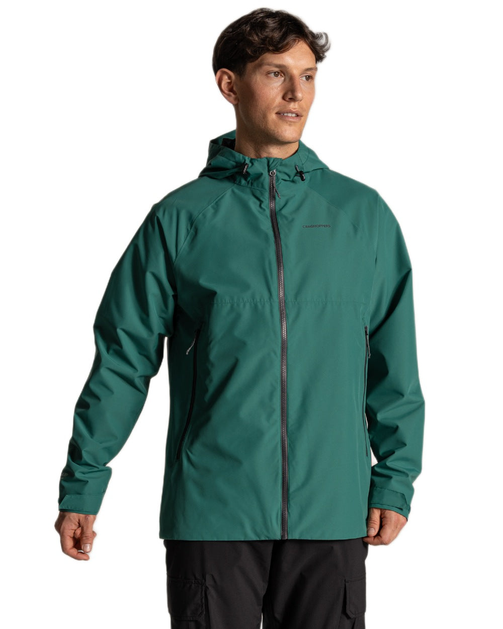 Mosaic Green Coloured Craghoppers Mens Osuna Waterproof Jacket on White Background 