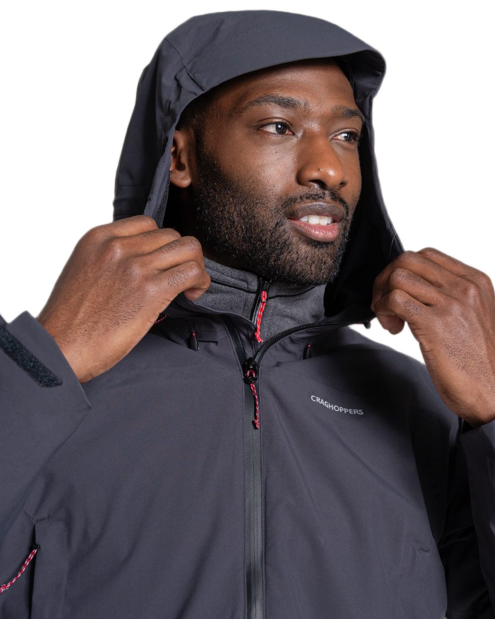 Dark Iron coloured Craghoppers Mens Ponsa Waterproof Jacket on white background 