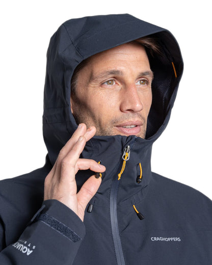 Dark Navy coloured Craghoppers Mens Ponsa Waterproof Jacket on white background 