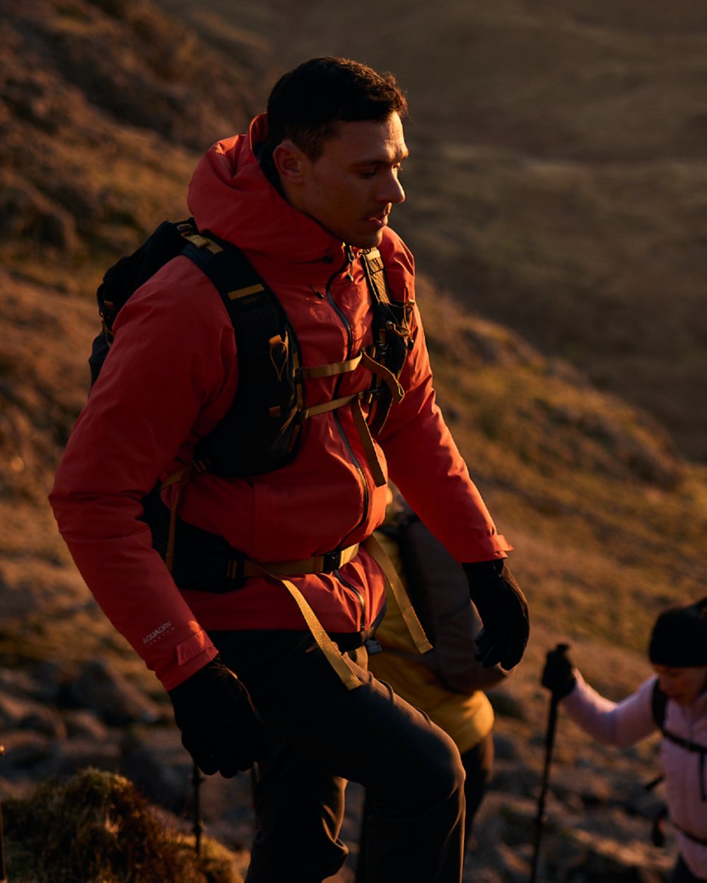 Feldspar coloured Craghoppers Mens Ponsa Waterproof Jacket on mountain background 