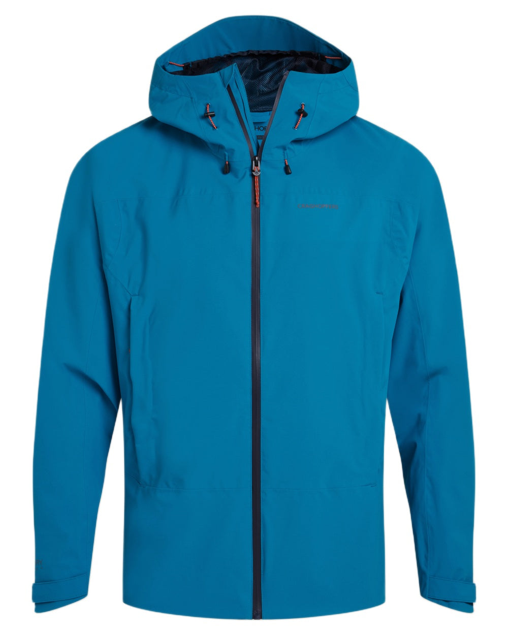 River Blue coloured Craghoppers Mens Ponsa Waterproof Jacket on white background 