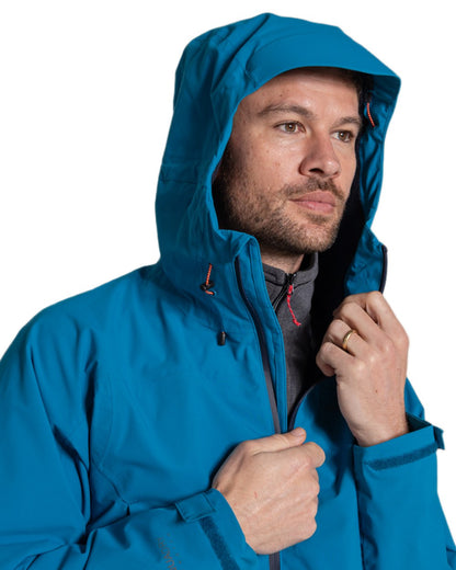 River Blue coloured Craghoppers Mens Ponsa Waterproof Jacket on white background 
