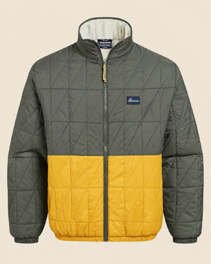 Lagano Green Sulphur Yellow coloured Craghoppers Mens Stuo Jacket on beige background 