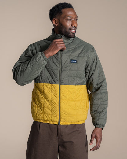 Lagano Green Sulphur Yellow coloured Craghoppers Mens Stuo Jacket on beige background 