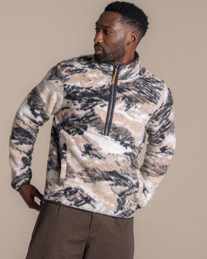 Dark Iron coloured Craghoppers Mens Tatton II Half Zip on beige background 