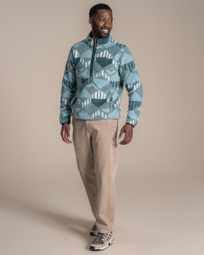 Green Ridge coloured Craghoppers Mens Tatton II Half Zip on beige background 